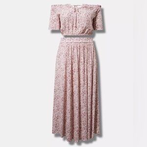 torrid Pink Floral Two-Piece Top and Skirt Set